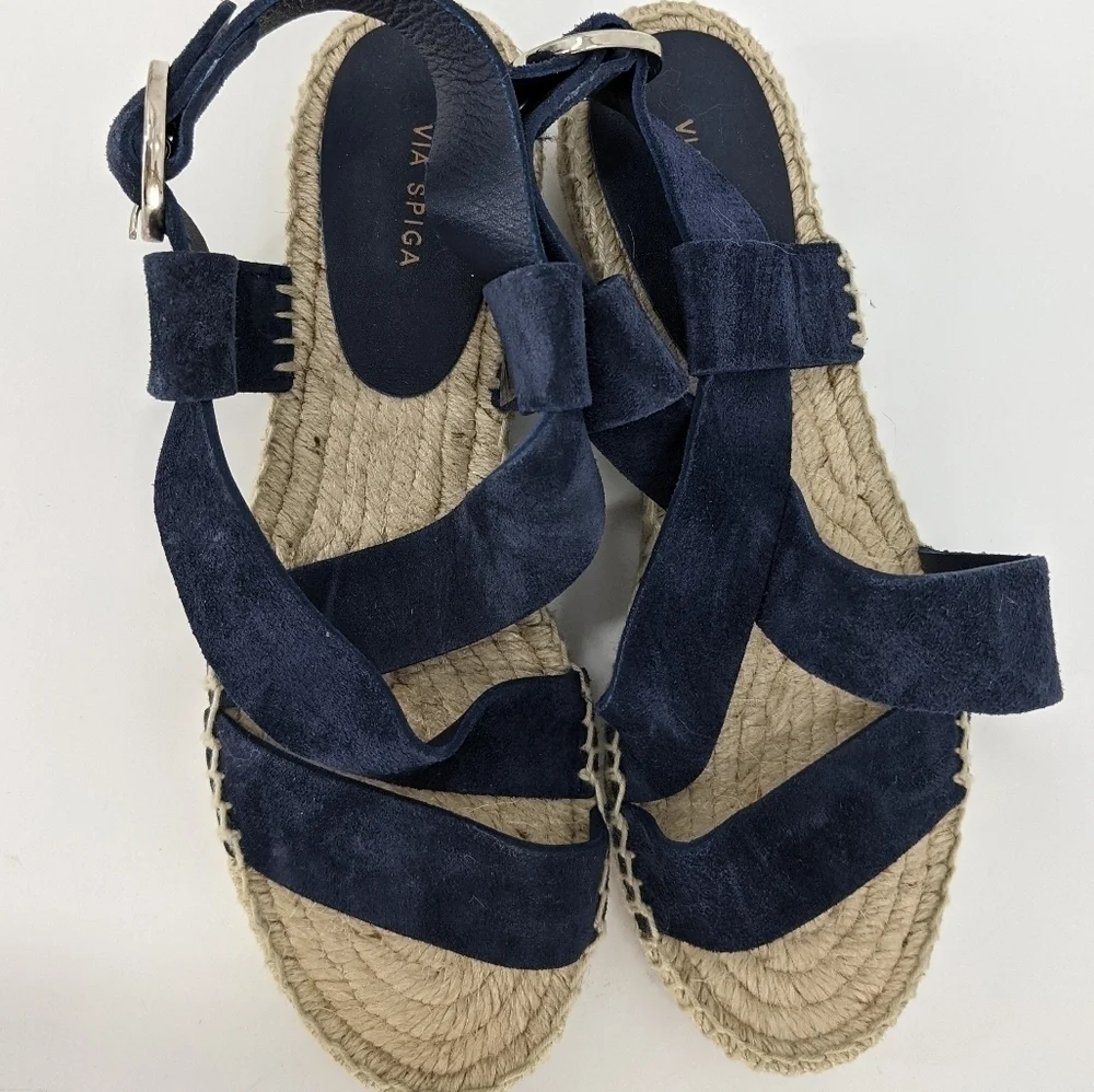NWOT VIA SPIGA Suede Strappy Espadrille Sandals